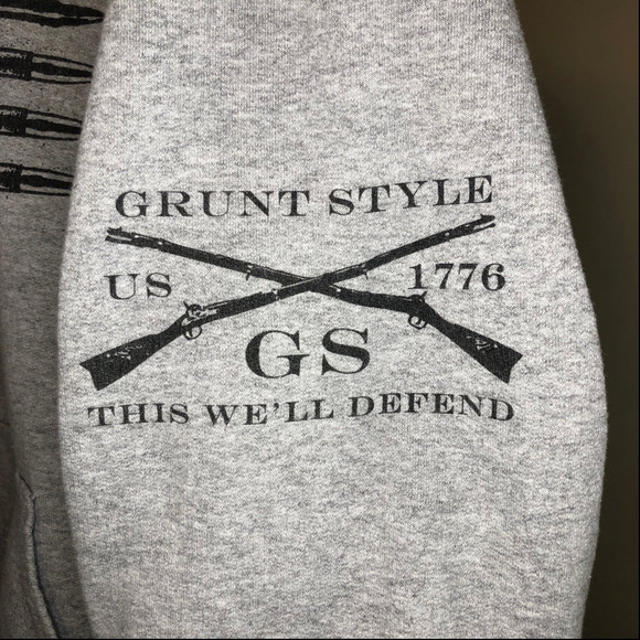 Grunt Style Gray Hoodie Vintage Look Kangaroo Pocket Size XL - Picture 4 of 12